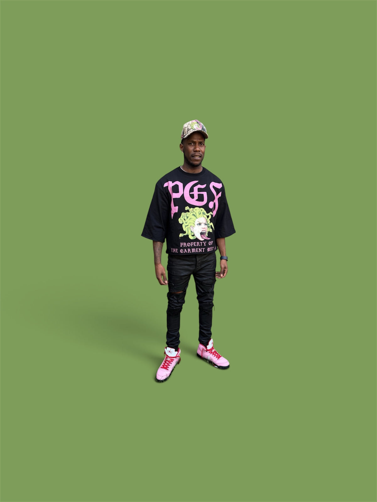 PGS PROPERTY OF THE GARMENT DISTRICT — OVERSIZED CROPPED TEE (BLACK)