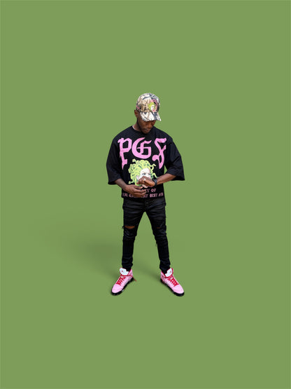 PGS PROPERTY OF THE GARMENT DISTRICT — OVERSIZED CROPPED TEE (BLACK)