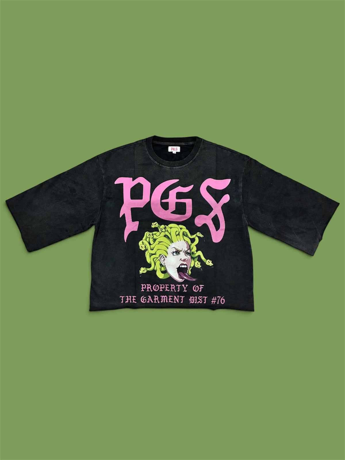 PGS PROPERTY OF THE GARMENT DISTRICT — OVERSIZED CROPPED TEE (BLACK)