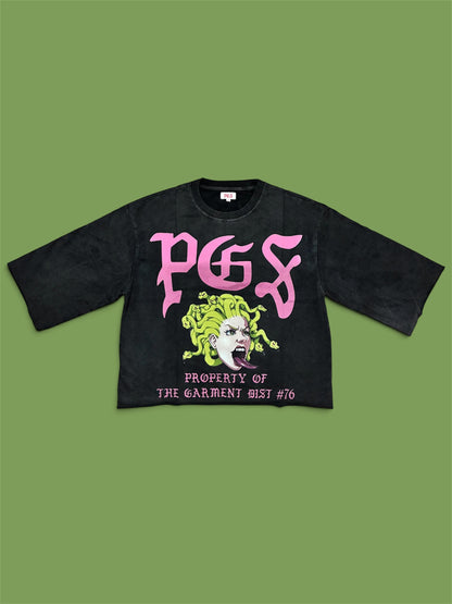 PGS PROPERTY OF THE GARMENT DISTRICT — OVERSIZED CROPPED TEE (BLACK)