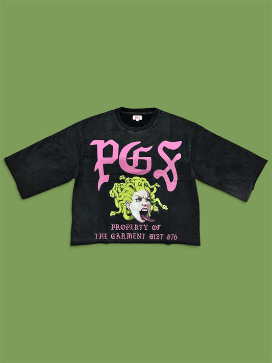 PGS PROPERTY OF THE GARMENT DISTRICT — OVERSIZED CROPPED TEE (BLACK)