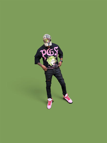 PGS PROPERTY OF THE GARMENT DISTRICT — OVERSIZED CROPPED TEE (BLACK)