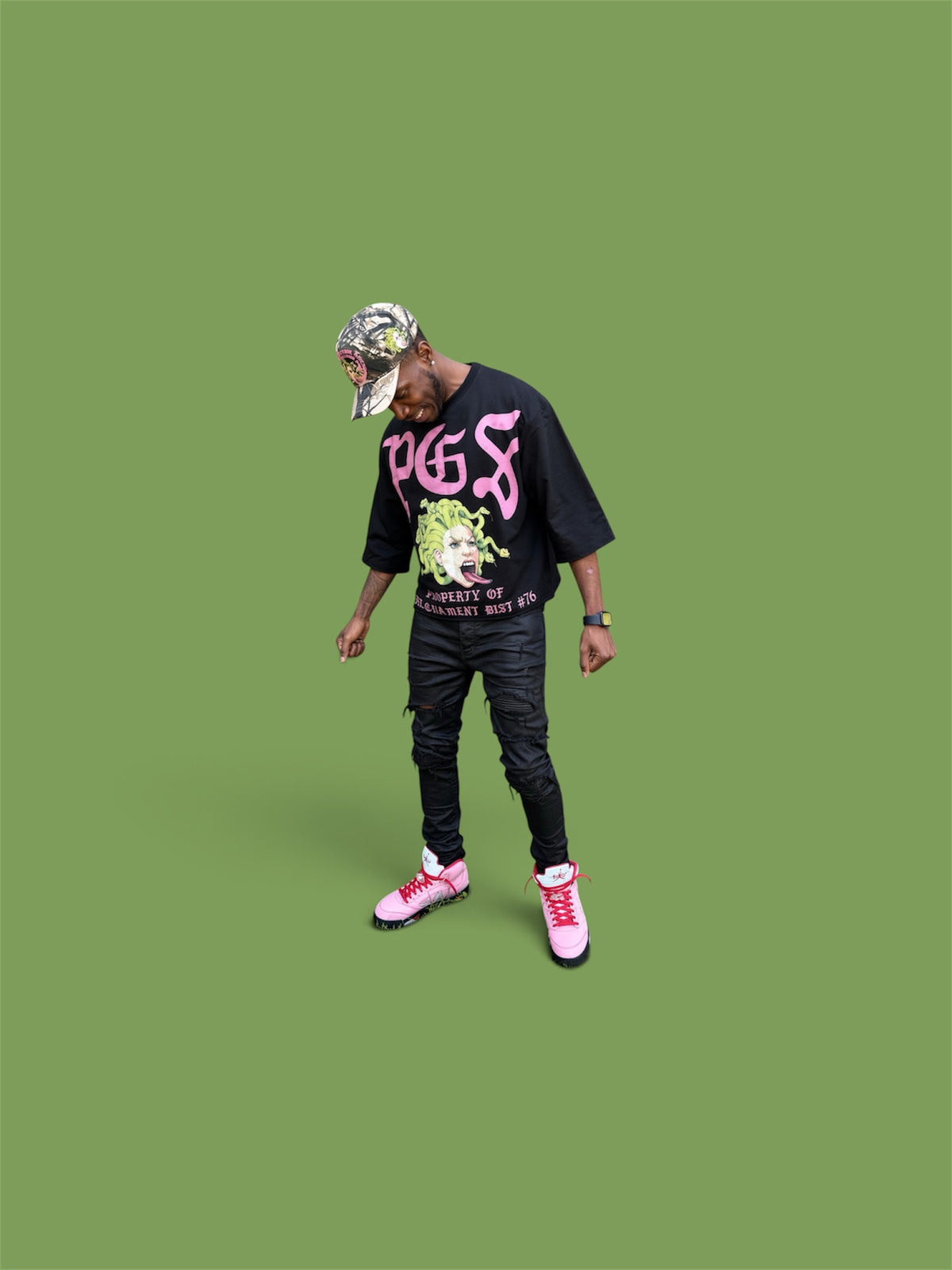 PGS PROPERTY OF THE GARMENT DISTRICT — OVERSIZED CROPPED TEE (BLACK)